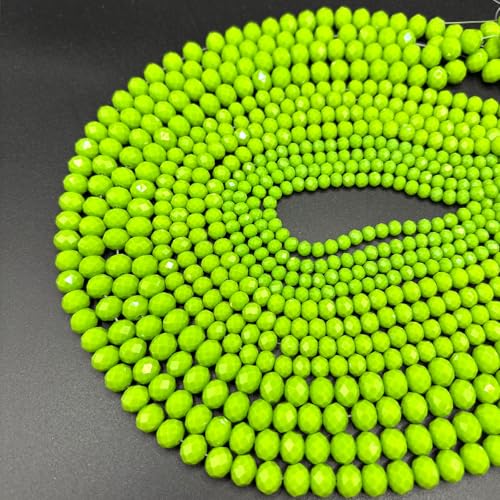 1040PCS Assorted Size Glass Beads, 4/6/8mm Crystal Glass Beads for Jewelry Making, Briolette Crystal Spacer Loose Bulk Beads for DIY Crafts, Suncatchers, Olive Green Color - color: Olive green Ci