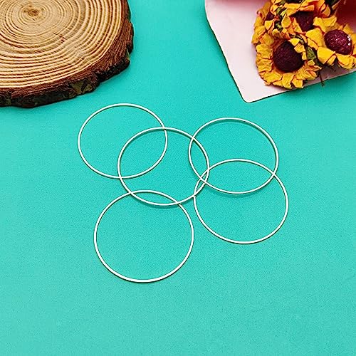40pcs Earring Hoop for Jewelry Making 40mm Beading Hoop Earrings Earring Finding Hypoallergenic Round Earrings Beading Hoops Bulk Open Bezel Pendant Frame for DIY Crafts Women Gifts(Silver) - color: 40pcs;40mm;Silver