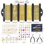 HUISUYTON 16.4 FT Gold Chain for Jewelry Making, Jewelry Making Chains Kit with Jump Rings/Lobster Clasps/Connectors/Charms/Pliers, Stainless Steel Necklace Chains for DIY Craft - color: Gold-16.4Ft+Pendants