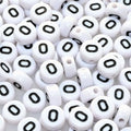 Amaney Letter Beads O 100pcs 7x4mm White Round Acrylic Black Alphabet for Bracelet Jewelry Making - color: O