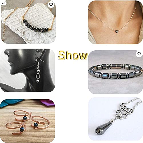 HAAMIIQII 50pcs 8mm Natural Black Hematite Loose Gemstone Beads Drum Shape Spacer Stone Beads for Jewelry Making DIY Bracelets Necklaces Crafting - color: Drum Shape, size: 8mm