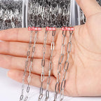 [33 Ft] Stainless Steel Paperclip Chains Roll, 2.5mm Width 304 Stainless Steel Oval Link Chains Spool Bulk for Jewelry Making - color: 2.5mm width