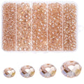 850Pcs 4/6/8/10mm Crystal Glass Beads for Jewelry Making Faceted Rondelle Flat Beads for Bracelets Necklace Earrings DIY Crafts(Champagne Crystal AB Bead) - color: Champagne AB