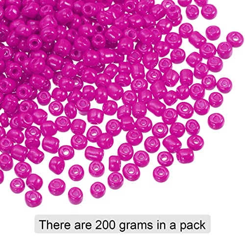 HARFINGTON 2000Pcs Small Glass Beads 6/0 4mm Loose Tiny Round Small Beads for Bracelet Earring Rings Jewelry Making, Fuchsia - color: Fuchsia