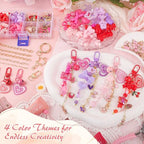 Ecoofor 458 Pcs Keychain Making Kit — Includes 19 Keychain Clips, 25 Extender Chains, 80 Charms, Beading Accessories, Jewelry Pliers — DIY Bag Charms & Jewelry Craft Kit Supplies - color: Four-Color Vibrance Set
