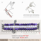 Newlibery Natural Stone Bracelet Beaded-Band Women Compatible with Apple Watch 42mm(S3/2/1) 44/45/46/49mm Feminine Handmade Stretch Strap for iWatch Series 11/10/9/8/7/6/5/4/3/2/1 SE 3/2/1 Ultra1/2/3 - color: A4 Amethyst Quartz, size: 46(S10/11)/49/45/44/