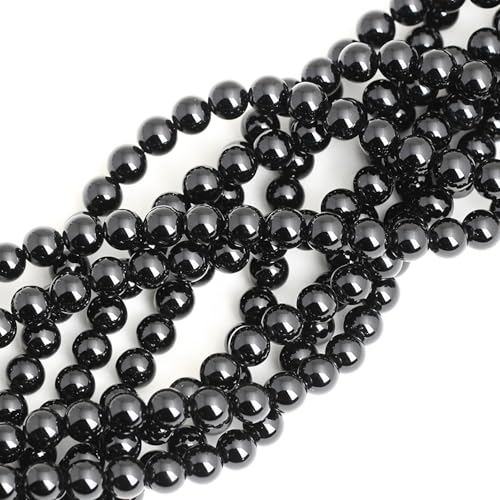 100pcs Natural Stone Beads 8mm Black Onyx Round Genuine Real Stone Beading Loose Gemstone Hole Size 1mm DIY Charm Smooth Beads for Bracelets Necklaces Earrings Jewelry Making Crafts - color: Black Onyx