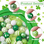 DanLingJewelry 50Pcs 20mm Green Round Bubblegum Beads Green St. Patrick's Day Beads Acrylic Round Ball Beads for Jewelry Making Bracelet - color: 50pcs - green