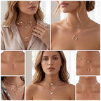 Kenning 30 Pcs Mother's Day Necklace Gifts Bulk Pendant Necklace Set for Women Gold Plated Acrylic Adjustable Clavicle Chain with Card - color: Gold, style: Classic Mixed Style