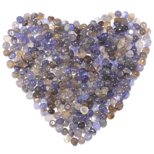 400pcs Natural Chip Stone Beads for Jewelry Making Blue Agate 5-8mm Irregular Gemstones Healing Crystal Loose Rocks Bead Hole Drilled for Ring Earrings Necklace Bracelet Making DIY Art Crafts - color: Blue Agate(2 Strands-62")