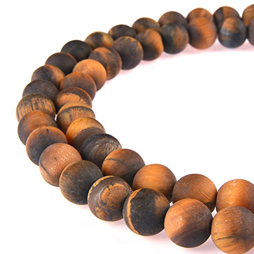 Gorgeous Tiger Eye Natural Natural Gemstone Loose Beads 8mm Matte Round Approxi 15.5 inch DIY Bracelet Necklace for Jewelry Making - color: Matte Yellow Tiger Eye, size: 8mm