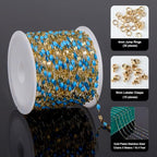 UMAOKANG 16.4 Feet Gold Plated Stainless Steel Chain for Jewelry Making Blue Enamel Chains with Jump Rings Lobster Clasps - color: Gold-Blue Enamel