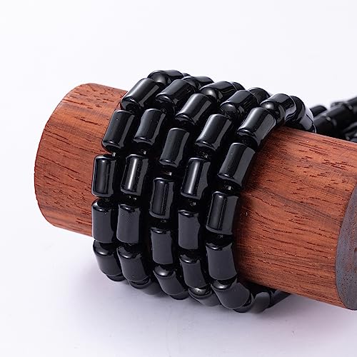 Natural Black Agate Cylinder Tube Beads 10x14mm 38cm/str Loose Semi Gemstone Stone Beads for Making Bracelets Necklace - color: Black Agate