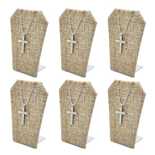 MOOCA 6 Pcs Natural Linen Earring Display Stand Necklace, Pendant Jewelry Organizer Display Holder for Earring, Pendant, Necklace Stand for Showcase, Linen, 2 1/2 W x 1 3/4 D x 3 1/4 H in - color: Natural Linen