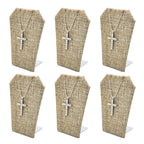 MOOCA 6 Pcs Natural Linen Earring Display Stand Necklace, Pendant Jewelry Organizer Display Holder for Earring, Pendant, Necklace Stand for Showcase, Linen, 2 1/2 W x 1 3/4 D x 3 1/4 H in - color: Natural Linen