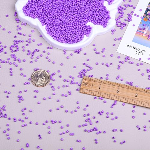8/0 Glass Seed Beads Bulk, Light Purple 3mm Tiny Round Craft Seed Bead, Small Mini Pony Beads for Jewelry Making Bracelet Necklace Wrist Beading Weaving Supplies, 2500pcs - color: Light Purple