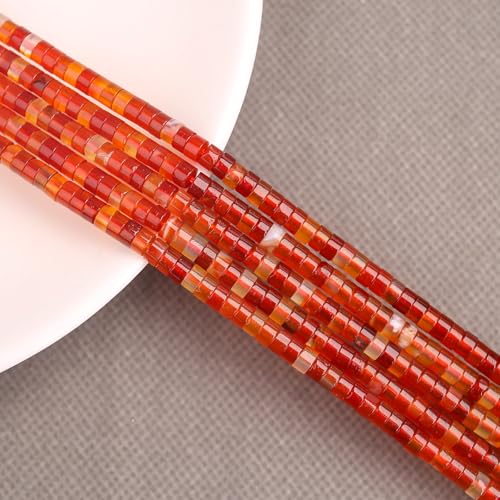 BONNY BOXX 150PCs Natural Carnelian Spacer Beads, Loose Semi Precious Flat Round Gemstone Heishi Disc Stone Beads for Beading Jewelry Making 4mm*2mm - color: Carnelian, size: 4MM*2MM