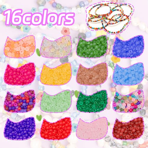 4mm Frosted Glass Seed Beads Bulk, 1000pcs Small Round Glass Bead Matte Loose Spacer Beads for Beading, Friendship Bracelet, Pendants, Key Chains, Necklaces, Hairpins, Dusty Blue