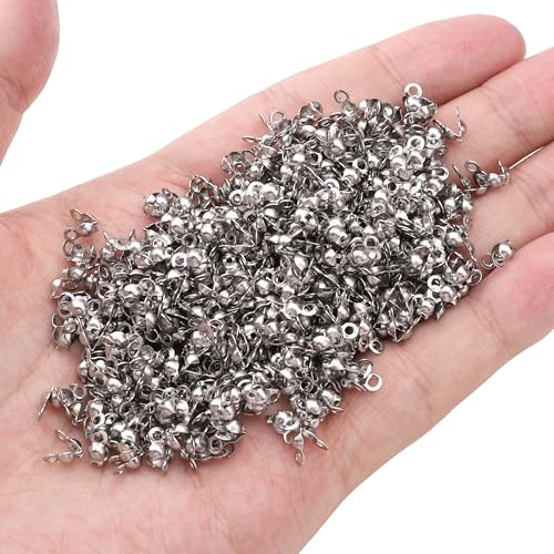 304 Stainless Steel End Caps 3.2x6.3mm 500pcs Knot Covers for Jewelry DIY Making and Repairing - color: End Caps, size: 3.2x6.3mm