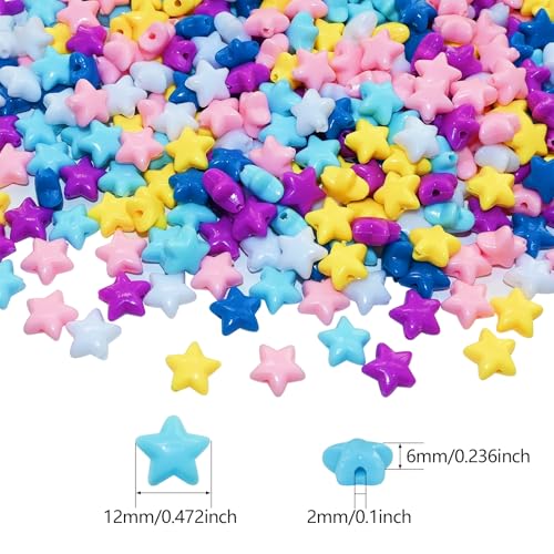 Amaney 400pcs Star Beads Multi Color Acrylic Beads for Bracelet Necklace Craft Jewelry Making - color: StarBeads