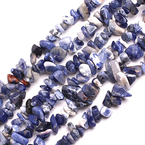 GEM-Inside Crystal Stone Chips for Jewelry Making Genius Gemstone Freeform Loose Beads with Hole for Bracelet Necklace Making Adults 34" (Blue Sodalite, 7-8mm) - color: Blue Sodalite