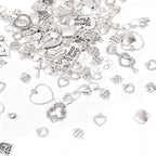 stino 100 Gram Metal Charms for Jewelry Making, Silver & Gold Plated, Bulk Pack for Bracelets, Necklaces, Crafts - color: Heart A Silver