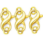 Dailyacc S925 Double Opening Lobster Clasp Sterling Silver and Gold Necklace Bracelet Extender Clasps and Closures for DIY Jewelry - color: Gold 3Pcs, size: 15.5mm × 7.5mm