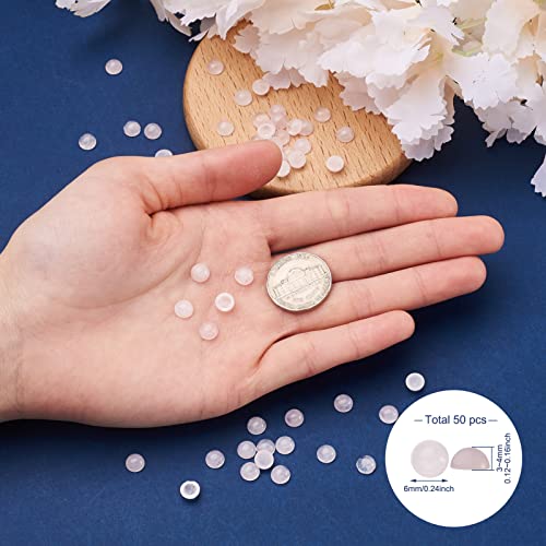 Fashewelry 50Pcs Natural Rose Quartz Cabochon Stone Half Round Beads 6mm Tiny Flat Back Gemstone Chakra Healing Crystal Cover Cabs for Jewelry Making - color: 3-Rose Quartz, size: 6x3~4mm