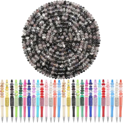 Large Hole Beads Black European Beads for Pens 100 Pieces Assorted Large Hole Fairy Wand Garden Beads Lampwork Craft Spacer Beads for DIY Charms Bracelets Necklace Decoration Jewelry Making Supplies - color: Black, size: 100 Pcs