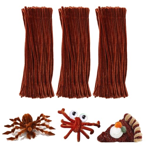 Brown Pipe Cleaners,Art Supplies,200pcs Chenille Stem, Solid Color Pipe Cleaners Set for Pipe Cleaners DIY Art Creative Crafts and Decorations,limpia Pipas,Pipe Cleaner Crafts,Craft Supplies,Crafts - color: Dark Brow