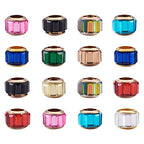 Cheriswelry 100pcs Faceted Rondelle Glass European Beads Crystal Large Hole Loose Spacer Beads 5mm Hole Slide Charms fit Snake Chains Braided for DIY Bracelet Necklace Jewelry Making - color: Faceted-Rondelle