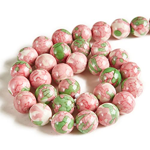 150pcs 8mm Green Red Rain Flower Beads Natural Gemstone Beads Round Loose Beads for Jewelry Making - color: Green Red Rain Flower, size: 8mm