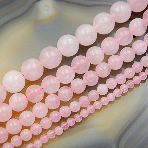 Wholesale Smooth Natural Gemstone Round Loose Beads 15" 4mm 6mm 8mm 10mm 12mm (6mm, Rose Quartz) - color: Rose Quartz, size: 6mm