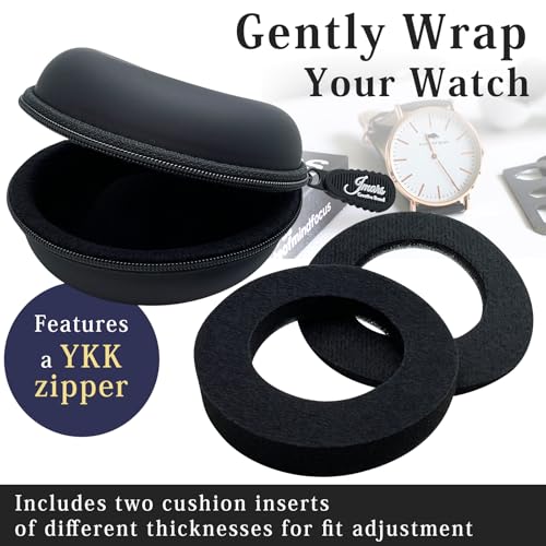 Watch Travel Case, Shock-Tested Single Watch Case for Wristwatches & Smart Watches, Leather Black - color: Leather Black