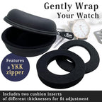 Watch Travel Case, Shock-Tested Single Watch Case for Wristwatches & Smart Watches, Leather Black - color: Leather Black