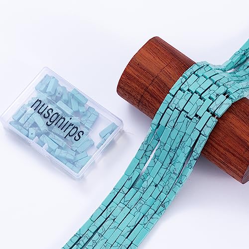 Natural Blue Turquoise Rectangle Tube Beads 4x13mm 38cm/str Loose Semi Gemstone Stone Beads for Making Bracelets Necklace Earrings - color: Blue Turquoise, size: 4x13mm Rectangle