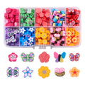 200Pcs Butterfly Flower Polymer Clay Beads Colorful Floral Butterfly Clay Beads for DIY Bracelet Necklace Earring Jewelry Making