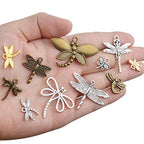 100g (50-80pcs) Mixed Styles Dragonfly Charms Tibetan Alloy Vintage Insect Pendants for DIY Necklace Bracelet Crafts Jewelry Making - style: Mixed Dragonfly Charms