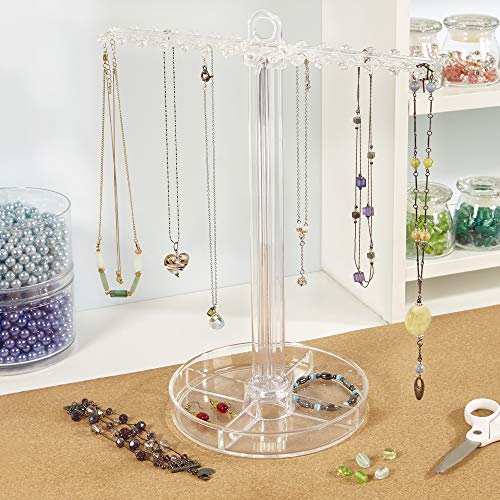 STORi Necklace Holder with Divided Organizer Tray, Premium Quality Jewelry Stand, Made in USA