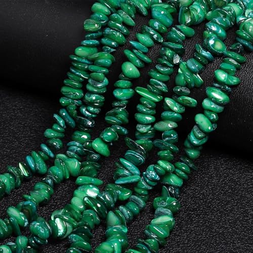 Chip Shell, 260pcs 5-8mm Irregular Shell Beads with Holes, Dark Green Shell & Jade Like Chip Beads for Jewelry Making - color: Dark Green
