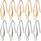 SUNNYCLUE 1 Box 80Pcs Earring Hooks Stainless Steel Ear Wires Fish Hooks 18K Gold Plated Metal Earring Findings Earring Hook with Loops Wide French Earring Hooks for Jewelry Making Supplies Women - color: 80pcs 18k Gold Plated & Stainless Steel Drop Shape