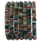 Natural Indian Agate Disk Stone Spacer Beads 6x2mm 38cm/str Flat Rondelle Loose Semi Gemstone Caps for Making Bracelets Necklace - color: Indian Agate
