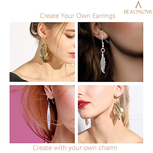 BEADNOVA 300pcs Earring Hooks Kit with 300pcs Rubber Backs, Gold, Elegant, 600pcs Total - color: Gold, size: 300pcs