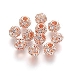 Craftdady 30Pcs Crystal Rhinestone Disco Ball Beads 14mm Rose Gold Rondelle European Loose Beads Large Hole Brass Spacer Beads for Bracelet Necklace Earring Craft Making - color: Rose Gold-14x12mm