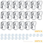 20pcs Silver Clip-on Earring Converters D-Shaped Brass French Earring Clips Components with 20pcs Comfort Earring Pads for None Pierced Ears Jewelry Making - color: Silver