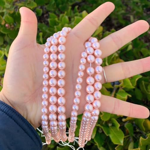 48pcs Adabele AAA Grade 8mm Natural Shell Pearl Loose Round Beads Freshwater Mother of Pearl Nacre 15 inch (Pink) for DIY Craft Jewelry Making SP8-3 - color: Pink, size: 8mm (48pcs/1 Strand)