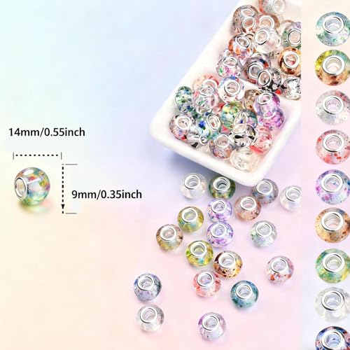 PIPITREE 100PCS Acrylic Beads 9 * 14mm Focal Beads for Pens Acrylic Flat Bulk Bead Ink Spot Pattern Mixed Color 6mm Large Hole Bead for Keychains Beadable Pens DIY Crafts Jewelry Making & Gift Giving - color: Ink Spot Pattern