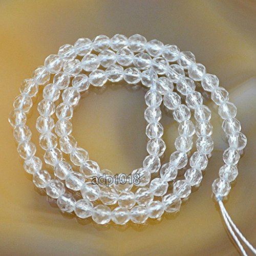 AD Beads Natural Smooth & Faceted Clear Quartz Gemstone Round Loose Beads 15.5" 4mm 6mm 8mm 10mm 12mm 14mm (4mm, Faceted) - color: Faceted, size: 4mm