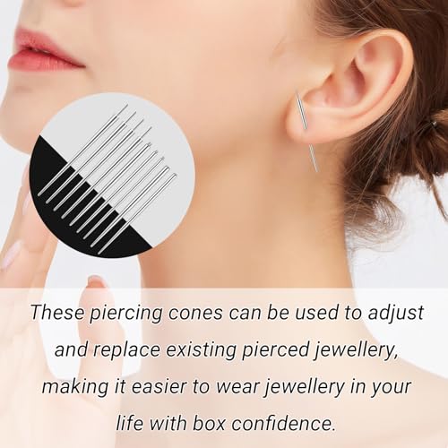 14/16/18/20G Piercing Taper Insertion Tool, 9PCS Piercing Threader Tool for Changing Jewelry, Stainless Steel Flat Back Earring Applicator Tool - color: Set 14G(1.6mm) 16G(1.2mm) 18G(1.0mm) 20G(0.8mm) Tapers