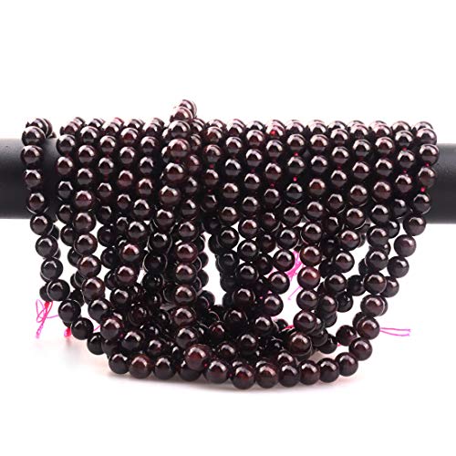 4mm Natural Garnet Gemstone Round Loose Stone Beads for Jewelry Making DIY Crafts Design 1 Strand 15" APPR.98-100pcs - color: Garnet, size: 4mm